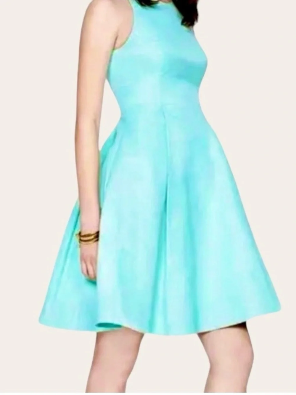 kate spade Light Aqua V-Neck Pleated A-Line Mini Dress Size 2